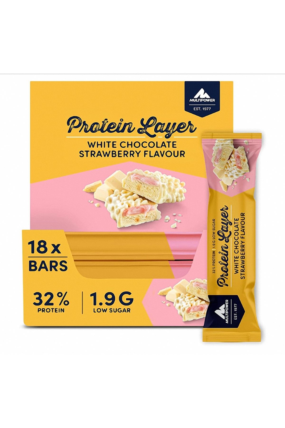 Multipower Protein Layer 50 Gr 18 Adet BEYAZ ÇİKOLARA ÇİLEK Aromalı