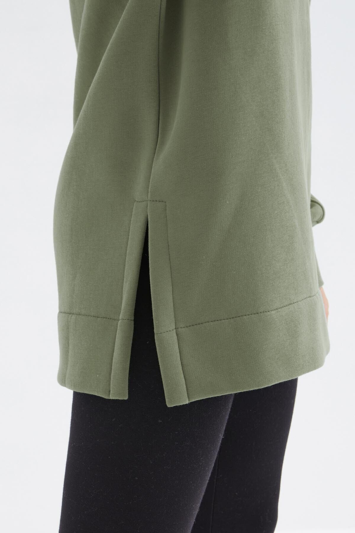 TommyLife Çağla Reglan Kol Basic Kapüşonlu Oversize Sweatshirt Tunik - 97242