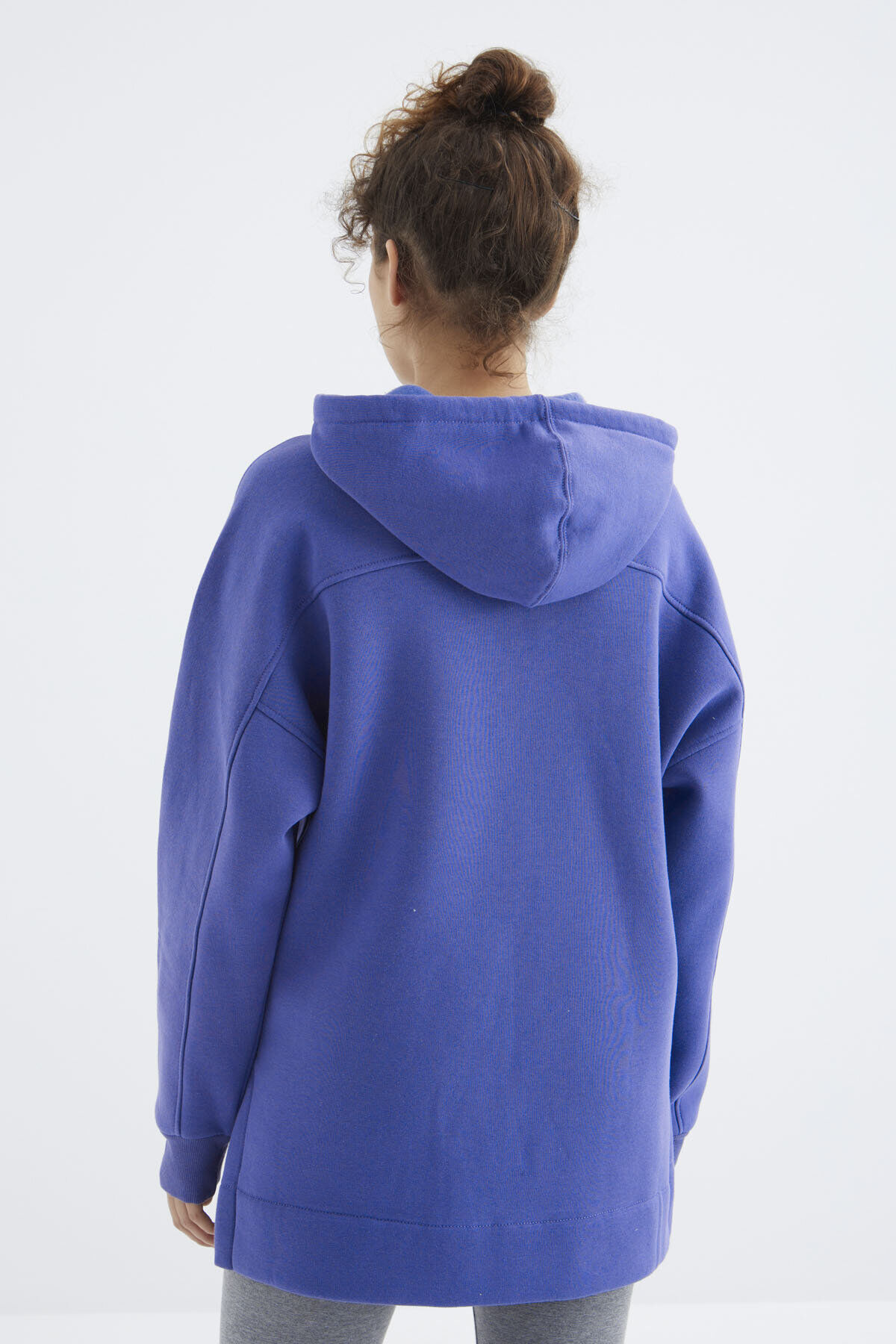 TommyLife Oversize Kapüşonlu 2li Paket Siyah-Eflatun Kadın Tunik Sweatshirt - 97242