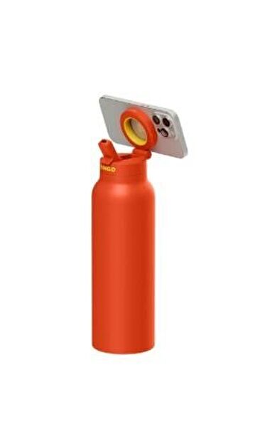 Ringo Pro Pipetli, Telefon Tutuculu Termal Çelik Termos 710 ml Turuncu