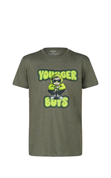 2AS Aja Çocuk Baskılı T-Shirt Haki 214
