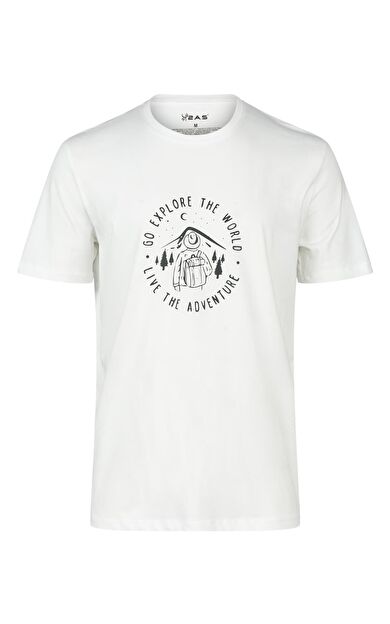 2AS Alex Baskılı Erkek Sıfır Yaka T-Shirt Beyaz