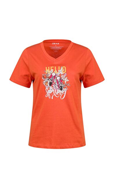 2AS Alone Baskılı V Yaka Kadın T-Shirt 402 2ASALONBAS4020450