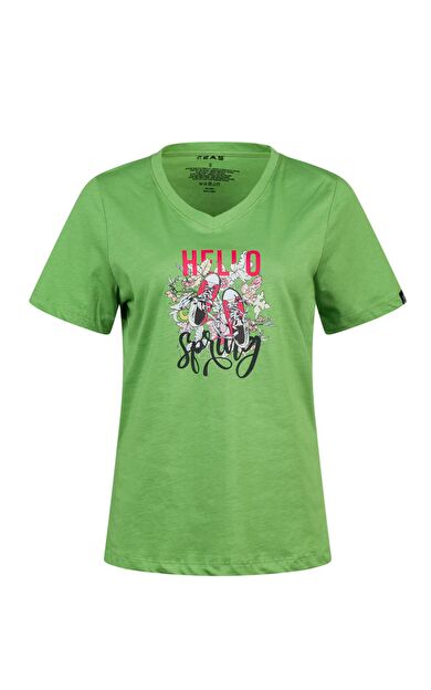 2AS Alone Baskılı V Yaka Kadın T-Shirt 402 2ASALONBAS4020/4