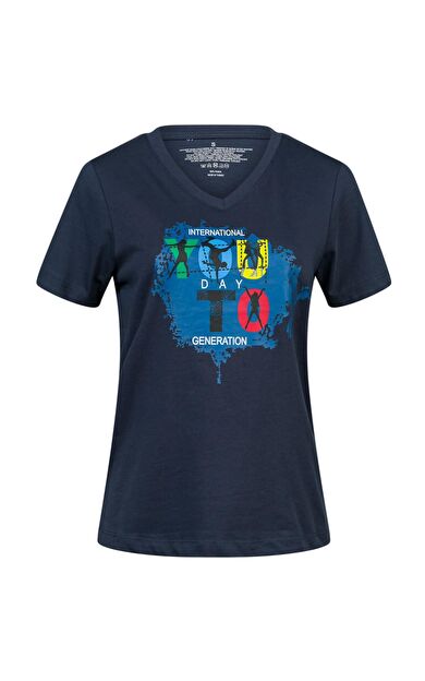 2AS Alone Baskılı V Yaka Kadın T-Shirt 403 2ASALONBAS4030335