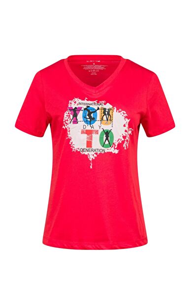 2AS Alone Baskılı V Yaka Kadın T-Shirt 403 2ASALONBAS40315Q