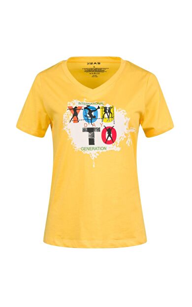 2AS Alone Baskılı V Yaka Kadın T-Shirt 403 2ASALONBAS40370M