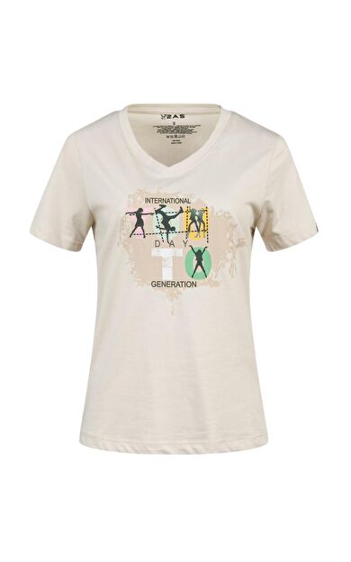 2AS Alone Baskılı V Yaka Kadın T-Shirt 403 2ASALONBAS403KM