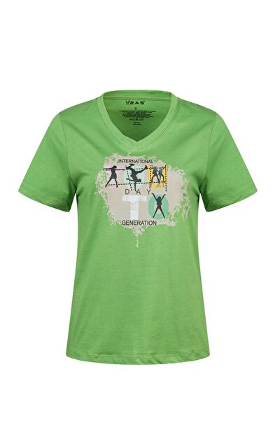 2AS Alone Baskılı V Yaka Kadın T-Shirt 403 2ASALONBAS4030/4