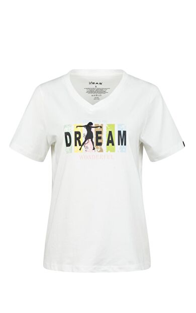 2AS Alone Baskılı V Yaka Kadın T-Shirt 404 2ASALONBAS4040