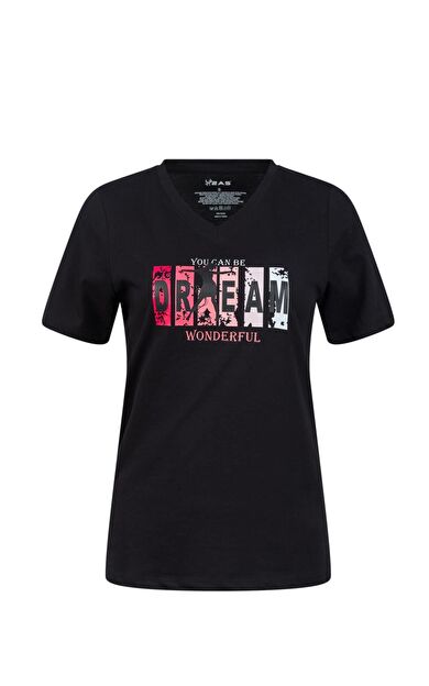 2AS Alone Baskılı V Yaka Kadın T-Shirt 404 2ASALONBAS4040924