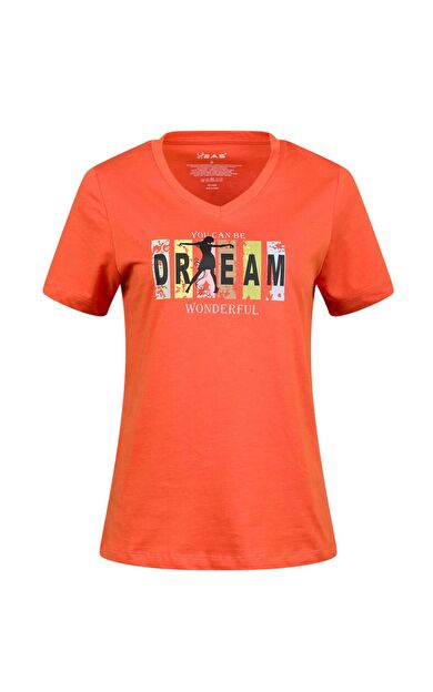 2AS Alone Baskılı V Yaka Kadın T-Shirt 404 2ASALONBAS4040450