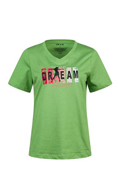 2AS Alone Baskılı V Yaka Kadın T-Shirt 404 2ASALONBAS4040/4