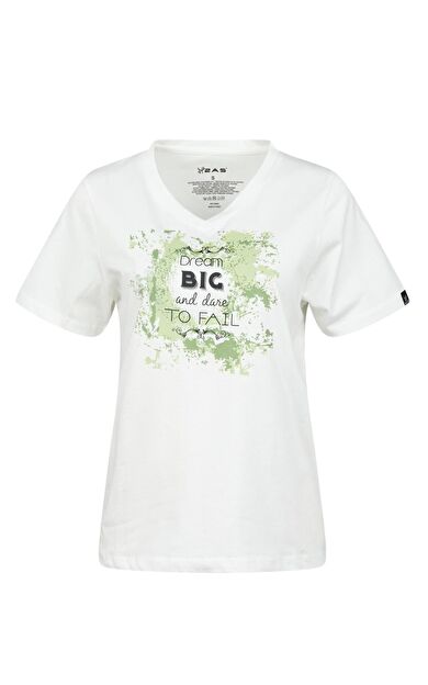 2AS Alone Baskılı V Yaka Kadın T-Shirt 405 2ASALONBAS4050