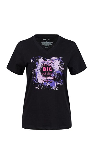 2AS Alone Baskılı V Yaka Kadın T-Shirt 405 2ASALONBAS4050924