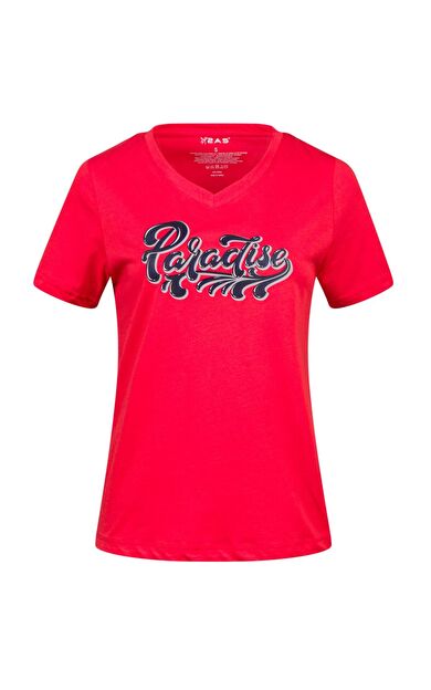 2AS Alone Baskılı V Yaka Kadın T-Shirt 406 2ASALONBAS40615Q