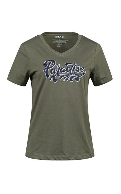 2AS Alone Baskılı V Yaka Kadın T-Shirt 406 2ASALONBAS40621417