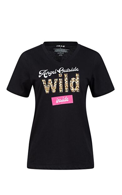 2AS Alone Baskılı V Yaka Kadın T-Shirt 410 2ASALONBAS4100924