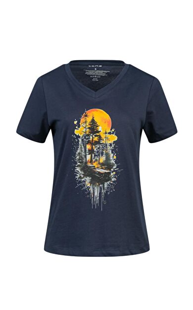 2AS Alone Baskılı V Yaka Kadın T-Shirt 413 2ASALONBAS4130335