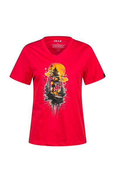2AS Alone Baskılı V Yaka Kadın T-Shirt 413 2ASALONBAS41315Q