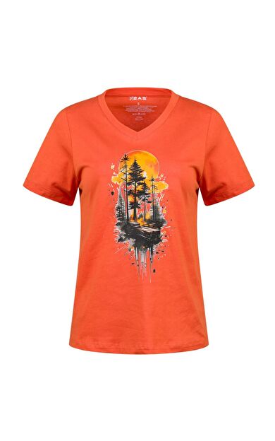 2AS Alone Baskılı V Yaka Kadın T-Shirt 413 2ASALONBAS4130450