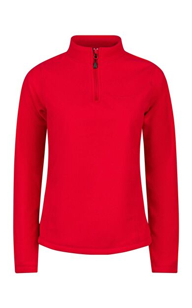 2AS Camila Kadın Yarım Fermuarlı İnce Polar Sweatshirt Kırmızı