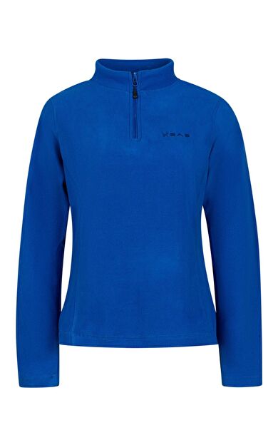 2AS Camila Kadın Yarım Fermuarlı İnce Polar Sweatshirt Mavi