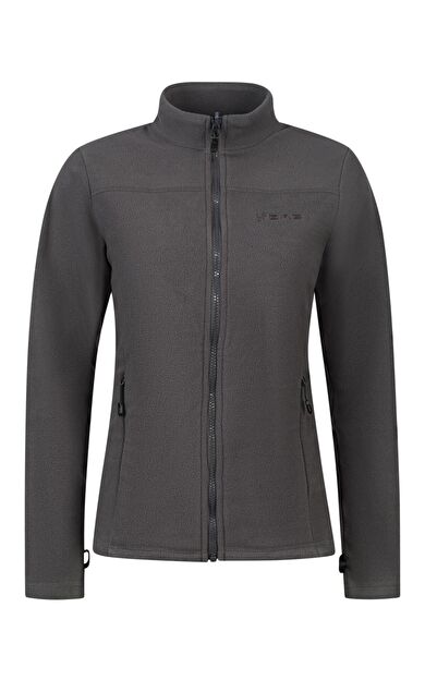 2AS Cara Kadın Tam Fermuarlı İnce Polar Sweatshirt Antrasit