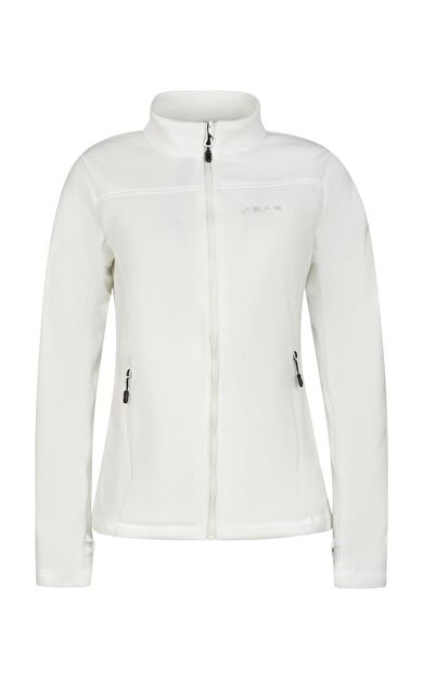 2AS Cara Kadın Tam Fermuarlı İnce Polar Sweatshirt Beyaz