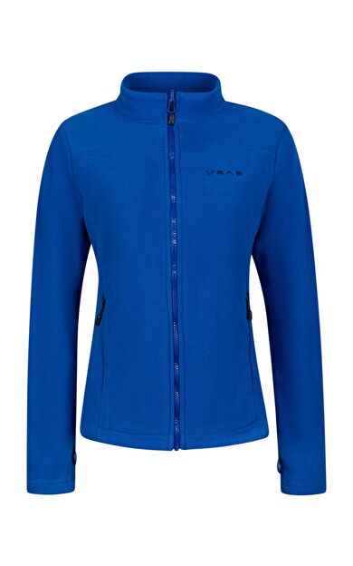 2AS Cara Kadın Tam Fermuarlı İnce Polar Sweatshirt Mavi