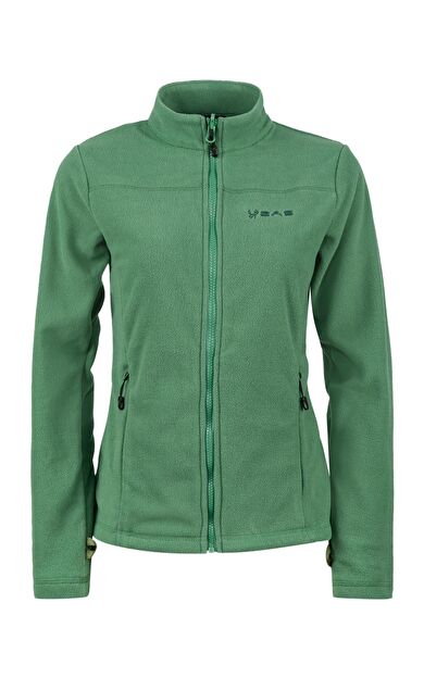 2AS Cara Kadın Tam Fermuarlı İnce Polar Sweatshirt Yeşil