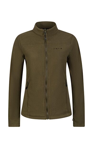 2AS Cara Kadın Tam Fermuarlı İnce Polar Sweatshirt Haki