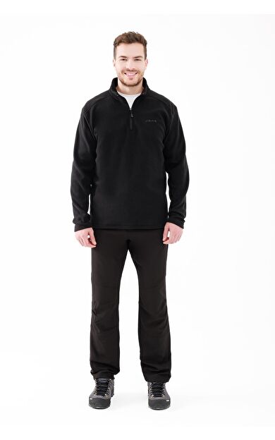 2AS Cedric Erkek Yarım Fermuarlı İnce Polar Sweatshirt Siyah