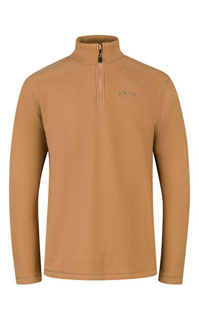 2AS Cedric Erkek Yarım Fermuarlı İnce Polar Sweatshirt Camel