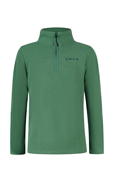 2AS Clara Çocuk Yarım Fermuarlı İnce Polar Sweatshirt Yeşil