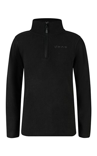 2AS Clara Çocuk Yarım Fermuarlı İnce Polar Sweatshirt Siyah