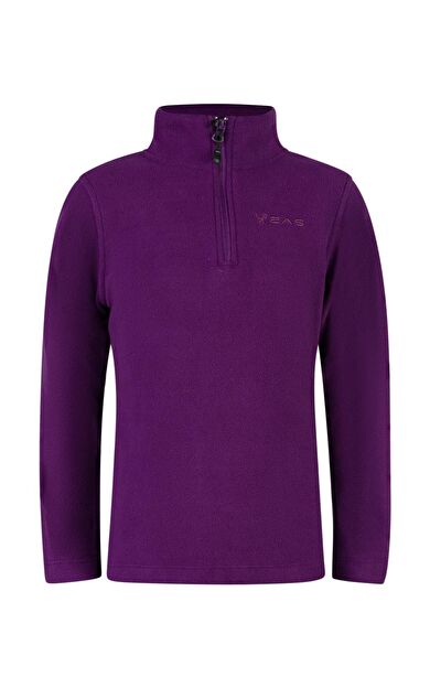 2AS Clara Çocuk Yarım Fermuarlı İnce Polar Sweatshirt Mor