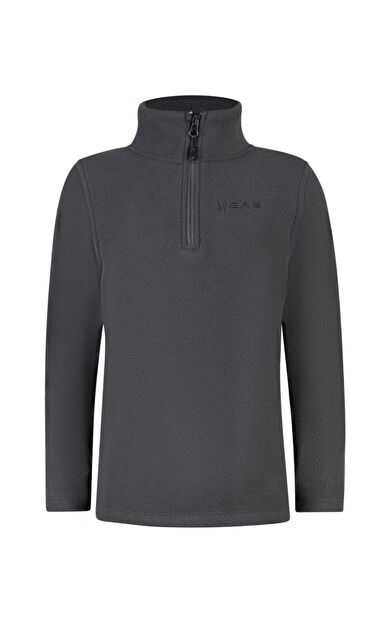2AS Clara Çocuk Yarım Fermuarlı İnce Polar Sweatshirt Antrasit
