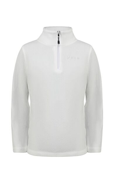 2AS Clara Çocuk Yarım Fermuarlı İnce Polar Sweatshirt Beyaz