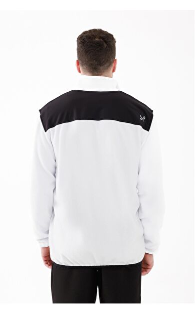 2AS Cliff Erkek Parçalı İnce Polar Sweatshirt Beyaz
