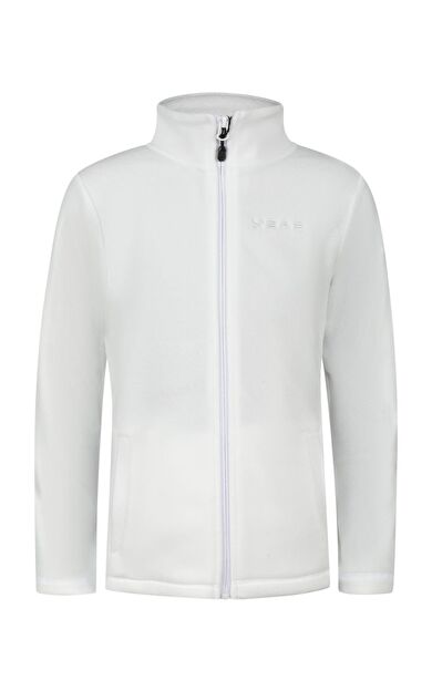 2AS Crystal Çocuk Tam Fermuarlı İnce Polar Sweatshirt Beyaz