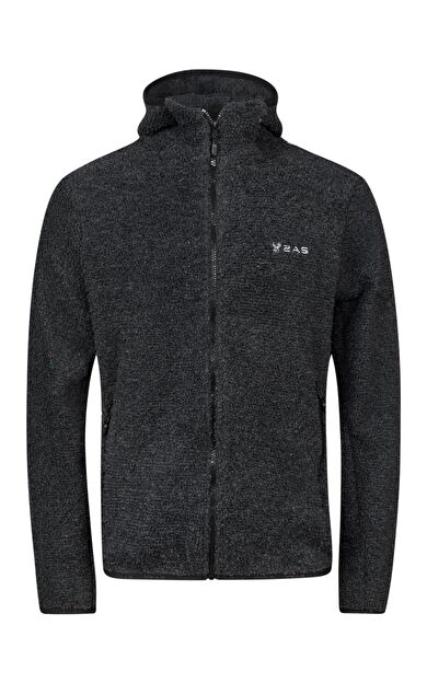 2AS Edgar Erkek Kapşonlu Havlu Merino Sweatshirt Siyah