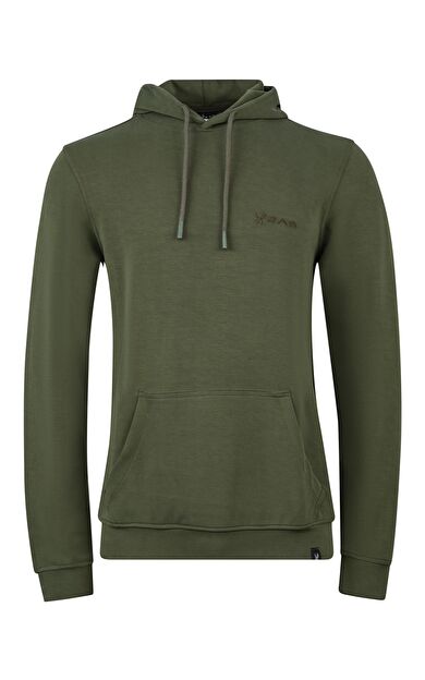 2AS Ozwet Kapşonlu Sıfır Yaka Sweatshirt Haki