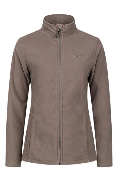 2AS Peridot Tam Fermuarlı Kadın Polar Sweatshirt Açık Füme