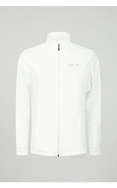 2AS Peridot Tam Fermuarlı Kadın Polar Sweatshirt Beyaz