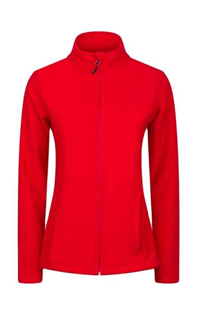 2AS Peridot Tam Fermuarlı Kadın Polar Sweatshirt Kırmızı