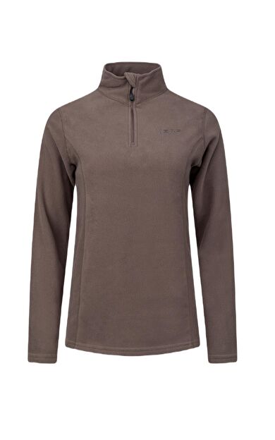 2AS Pinna Yarım Fermuarlı Kadın Polar Sweatshirt Açık Füme