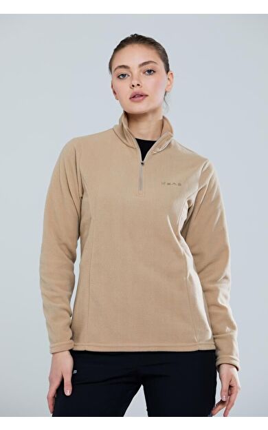 2AS Price Yarım Fermuarlı Kadın Polar Açık Kahve