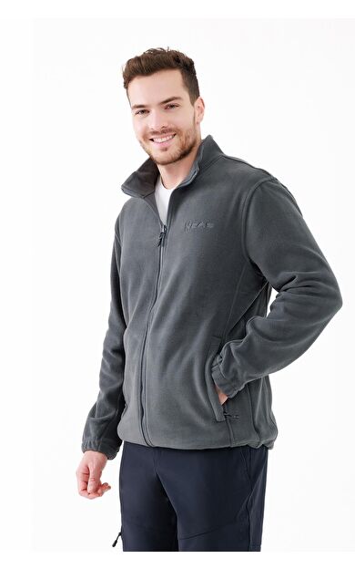 2AS Saka Tam fermuarlı Erkek Polar Sweatshirt Antrasit