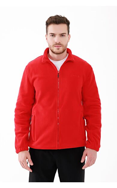 2AS Saka Tam fermuarlı Erkek Polar Sweatshirt Kırmızı